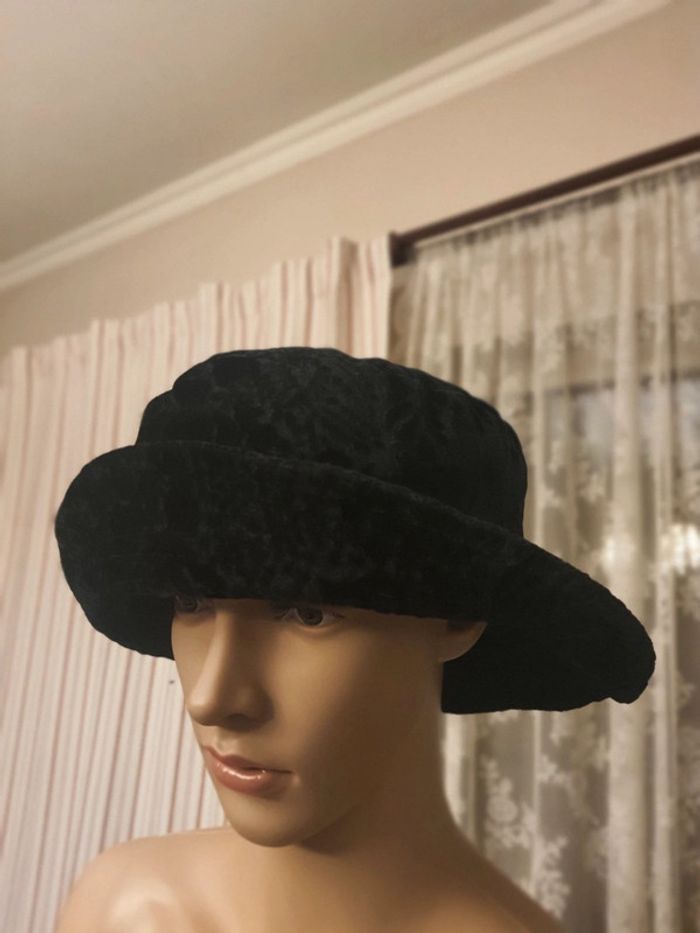 Chapeau noir style velour taille unique M - photo numéro 4