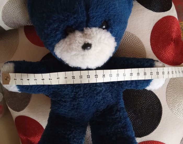 Peluche ours Boulgom doudou  bicolore bleu foncé bleu marine et blanc  d'occasion  peluche utilisée truffe  nez blanc Boulgom - photo numéro 5