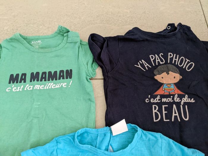 Lot de tee shirt à texte 12 mois - photo numéro 2