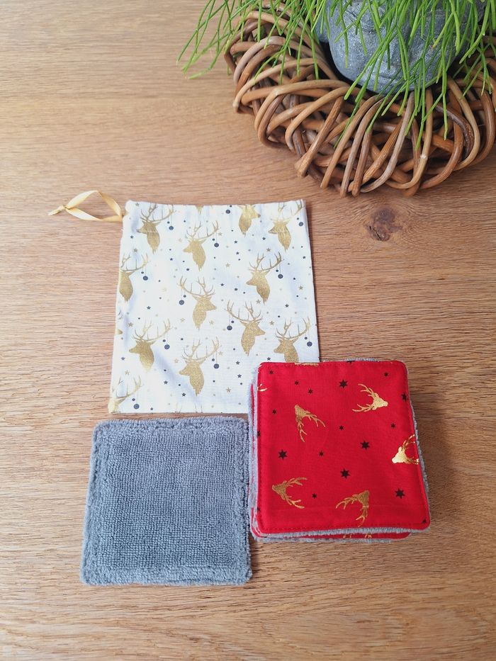 Pochon avec 7 grandes lingettes lavables - photo numéro 2