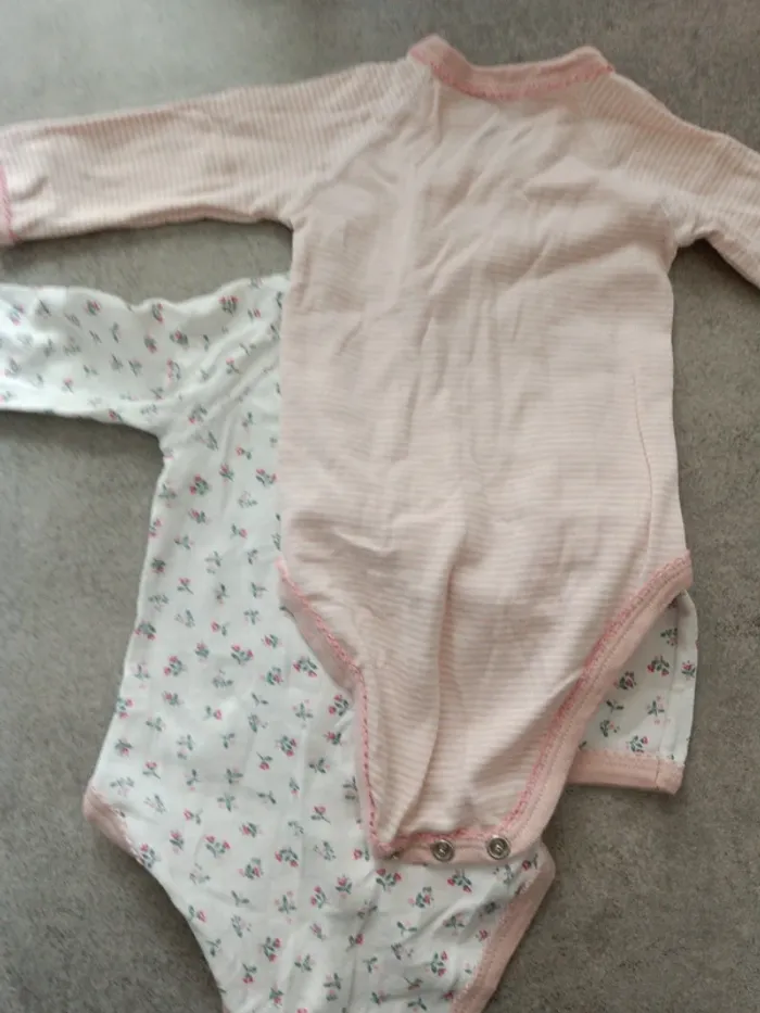 Lot de 2 bodies croisés manches longues rose Petit Bateau 60cm - photo numéro 4