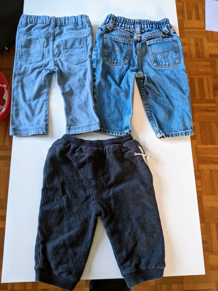 Lot de 3 pantalons bleu Marks and Spencer 12 mois 74 cm - photo numéro 2