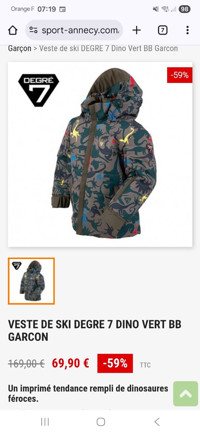 Manteau Dino Degré 7 taille 6 ans - photo numéro 8