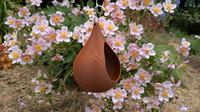 Mangeoire à oiseaux de la nature en forme de goutte d'eau effet strié marron clair - photo numéro 6