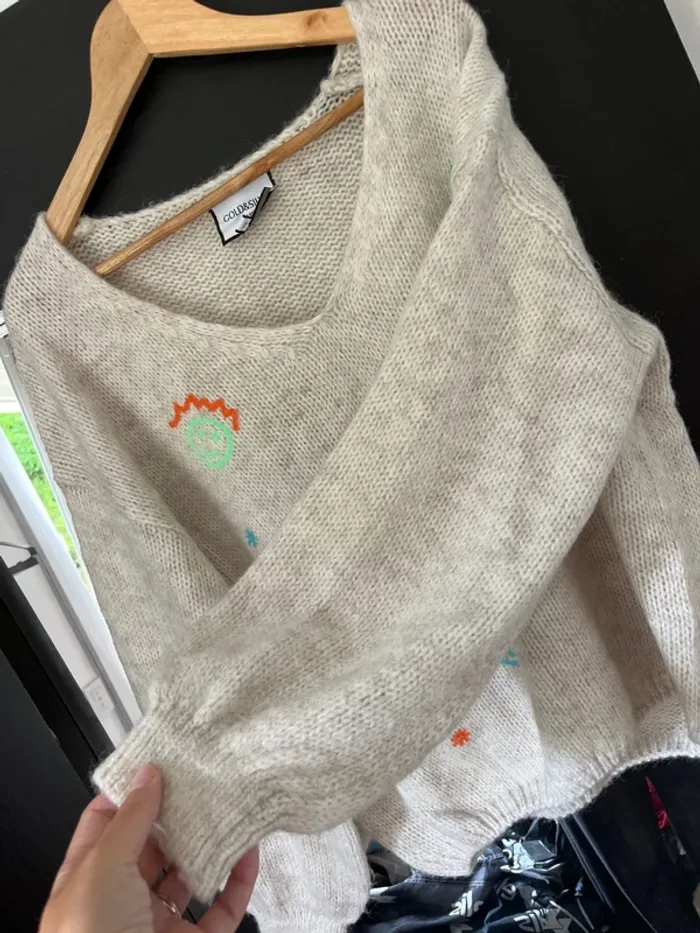 Pull col V femme Smiley - photo numéro 3