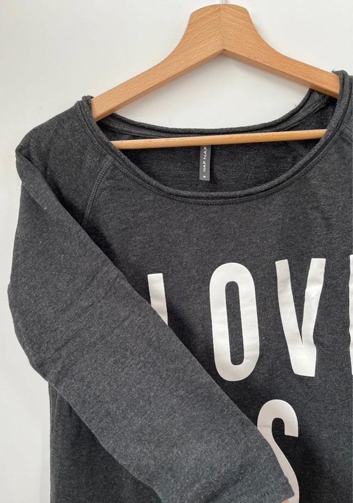 Pull manches 3/4 gris Naf Naf - photo numéro 3