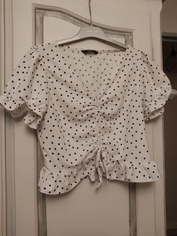Top blanc a pois