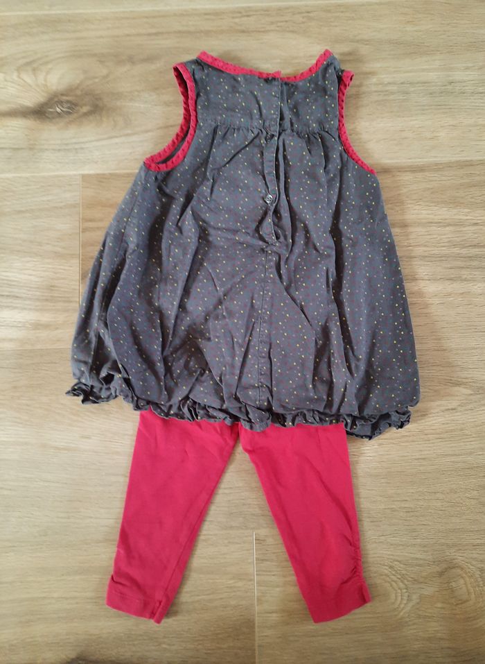Ensemble robe grise Orchestra et legging rouge TAO 12 mois - photo numéro 4