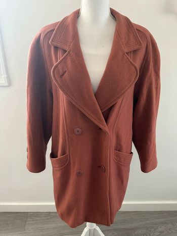 Manteau caban oversize en laine vierge vieux rose Canda C&A Vintage T40 L