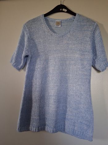 Pull maille ajouré bleu et blanc  "t- S"