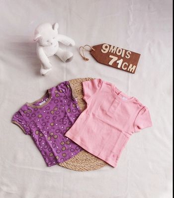 Tee-shirts 👣 manches courtes, lot de 2, 9 mois