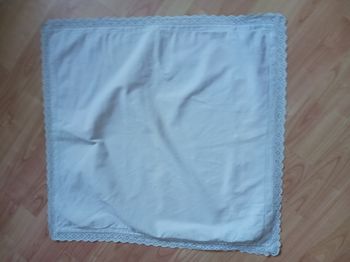 taie d'oreiller carrée bleu 67 cm avec bordure crochet Vintage
