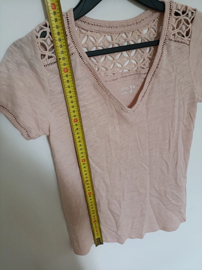 T-shirt rose poudré ajouré aux épaules vintage cute - photo numéro 4