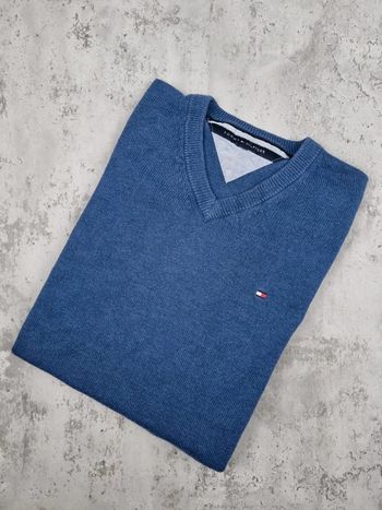 Pull col V Tommy Hilfiger bleu, M Hommes