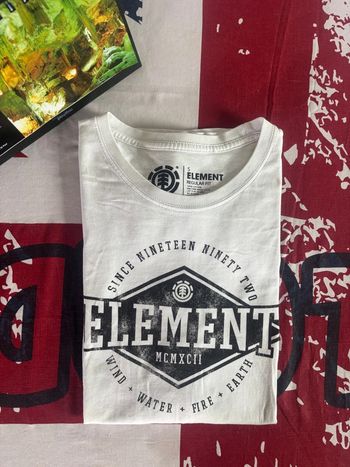 T-shirt manche longue Element taille S blanc logo imprimé noir
