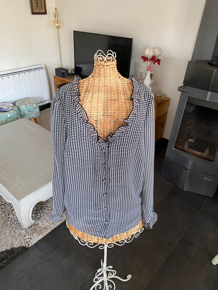 Chemise vichy noire et blanche à petits carreaux taille S / M - photo numéro 2