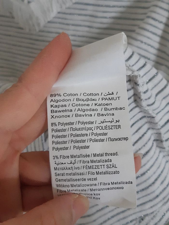 Tee-shirt mi brodé - mi rayé t. S - photo numéro 4