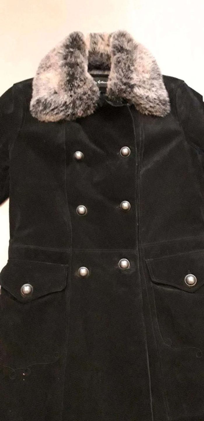 Manteau croute de porc/daim double avec col amovible T38 - photo numéro 2
