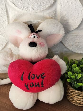 Peluche Diddl et son cœur. Vintage