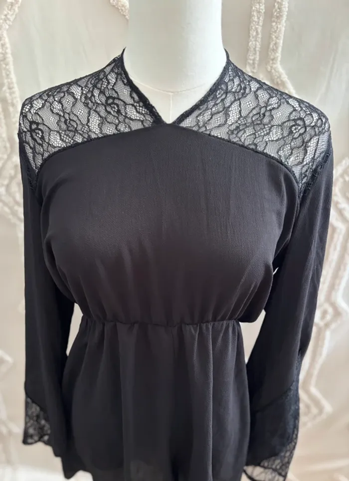 Combi short noire fluide Miss Glammy – taille L – dos nu en dentelle - photo numéro 5