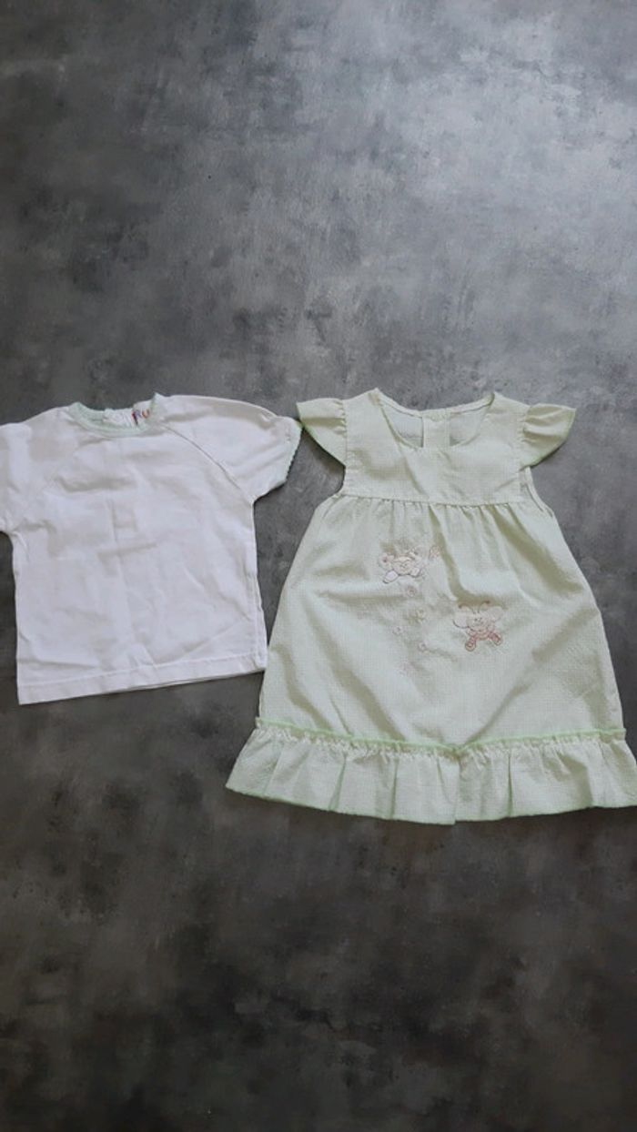 Robe légère + t-shirt manche courte fille