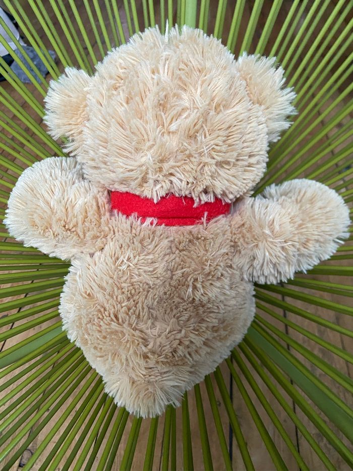 Ours beige écharpe rouge renne 25 cm Parfait état - photo numéro 6