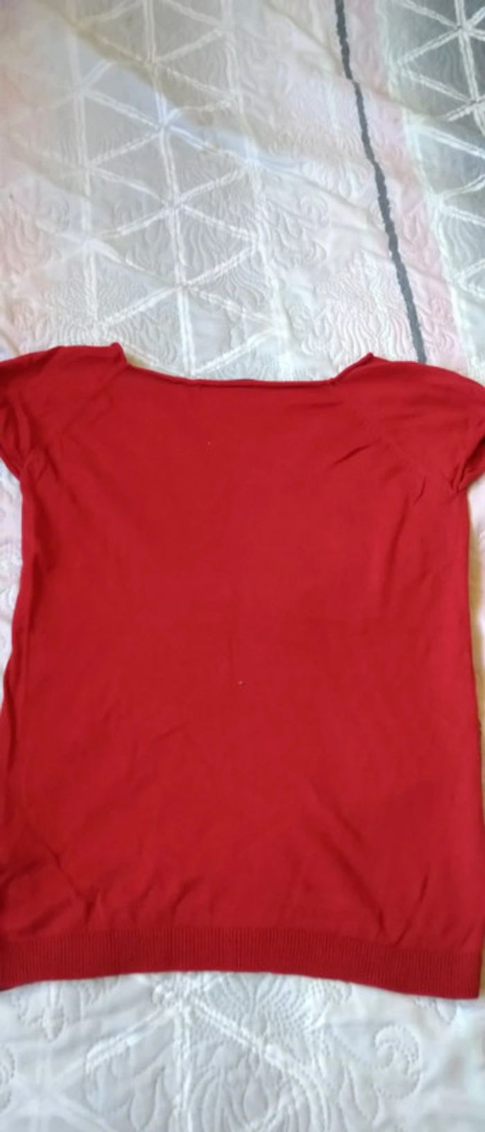 Pull manches courtes col rond rouge femme L mim - photo numéro 9