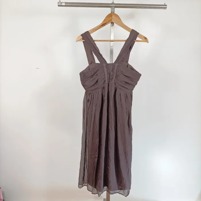 Robe 1.2.3 Paris marron bustier plissé à larges bretelles - Taille 40 A1228