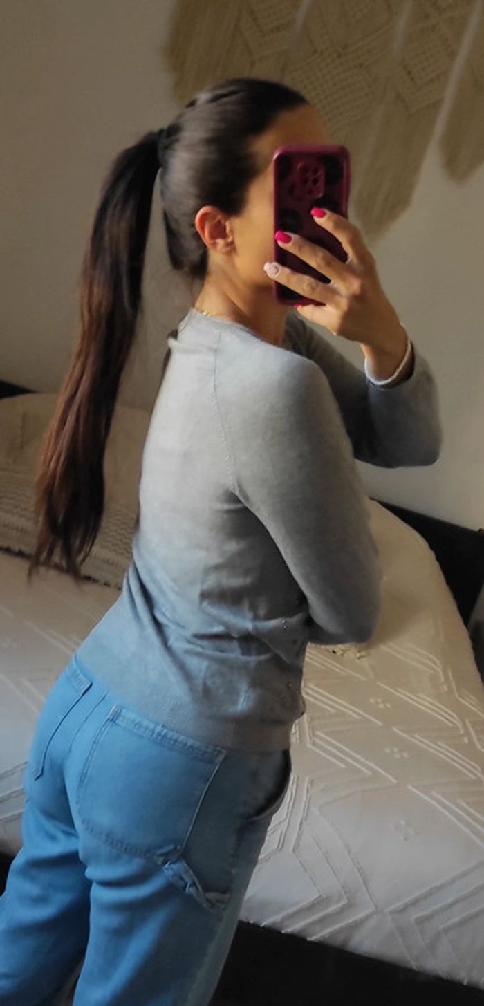 Pull gris Morgan S avec strass - photo numéro 4