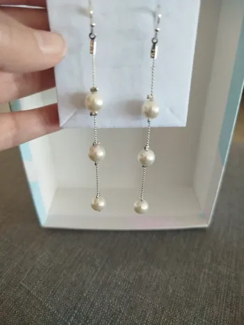 Boucles d'oreilles pendantes perles culture