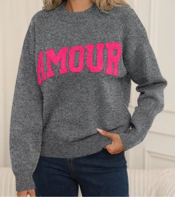 Pull gris « amour »