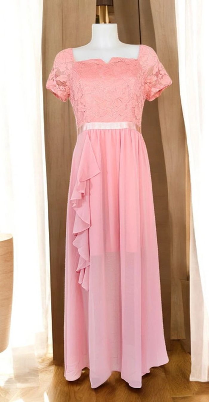 Robe longue rose taille M - photo numéro 4