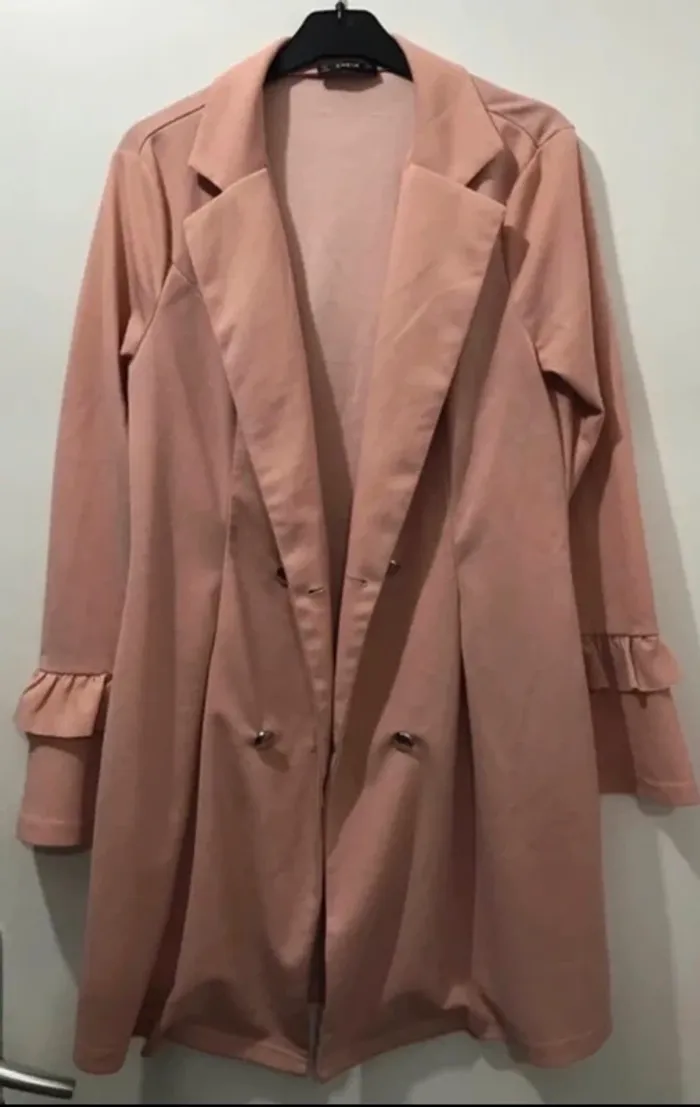 Veste blazers manches longues Shein à dentelles sur les poignets roses saumon taille L