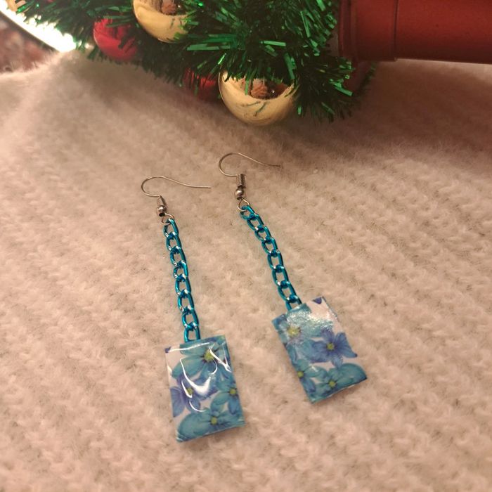 Boucles d'oreilles pendante bleu vert