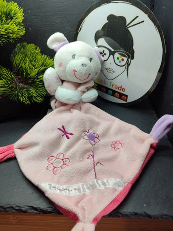 doudou mouchoir souris ours rose violet aime fleur pommette libellule Robe Blanc 