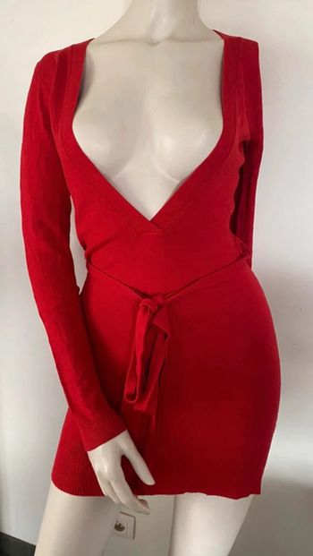 Superbe robe tunique rouge décolletée Laetitia Rosa taille 36/38 soie coton lycra