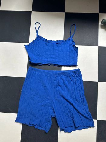 Ensemble mini top et short bleu