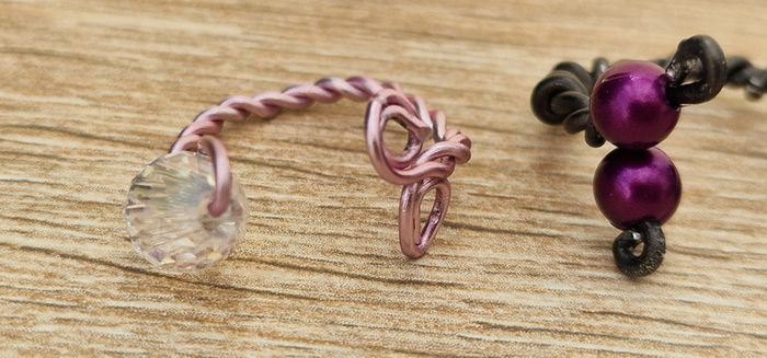 Lot De 3 Bagues Réglables En Métal Rose Gris Perles Cristal - photo numéro 8