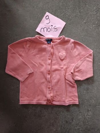 Gilet vieux rose coeur 9 mois