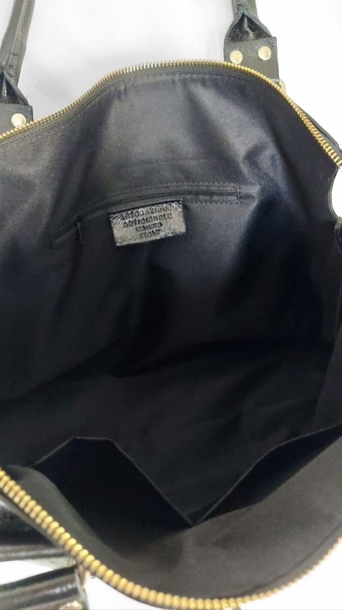 Sac cabas cuir irisé noir maxi format - photo numéro 5