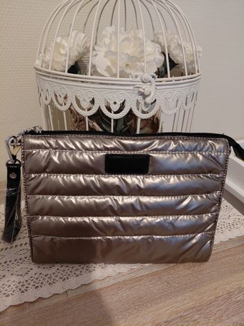 Sacoche matelassé doudoune taupe métallisé