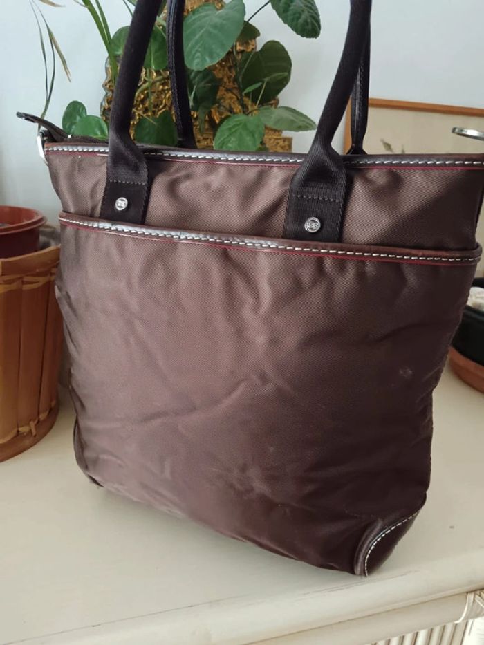 Cabas Lancel en toile et cuir marron - photo numéro 8