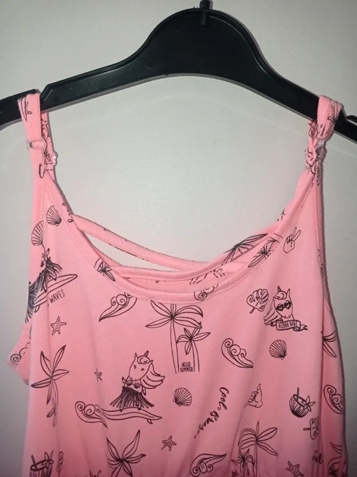 Robe été rose avec motifs licorne enfants fille - photo numéro 2