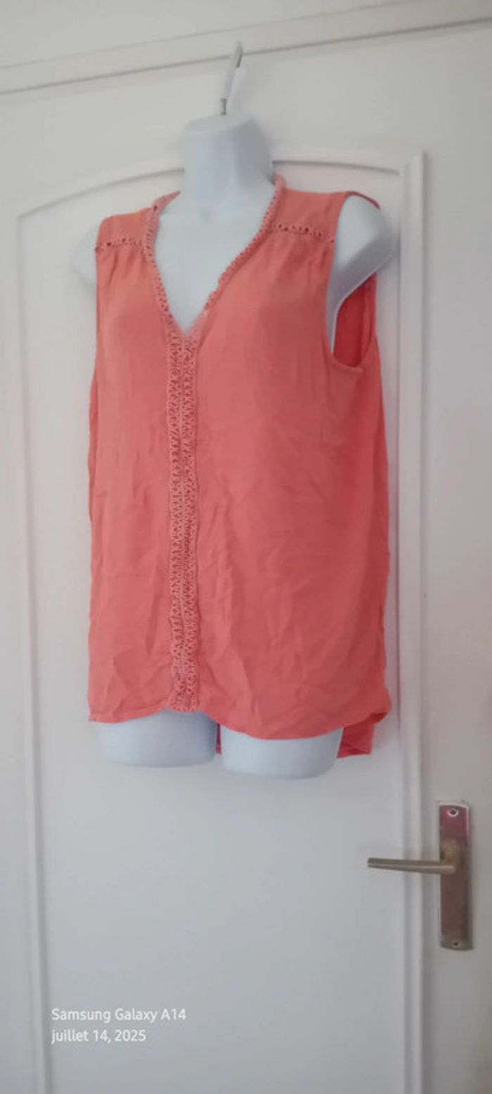 Tunique sans manches assymetrique bandes ajourées rose femme XL camaïeu - photo numéro 4