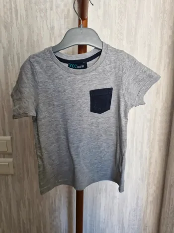 T-shirt manches courtes garçon 3 ans Ycc Collection gris bleu marine coton viscose