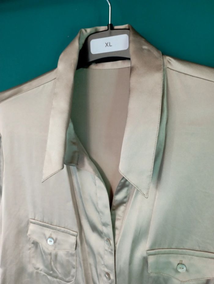 Chemise 100 % soie beige irisé - photo numéro 3