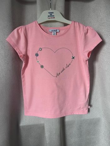T-shirt rose cœur 6 ans Okaidi 