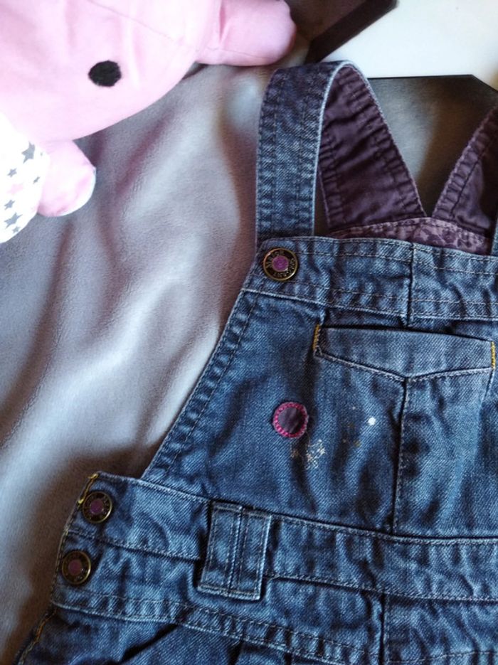 Robe jeans doublée style salopette Fille 12 mois Sergent Major 100% coton - photo numéro 3