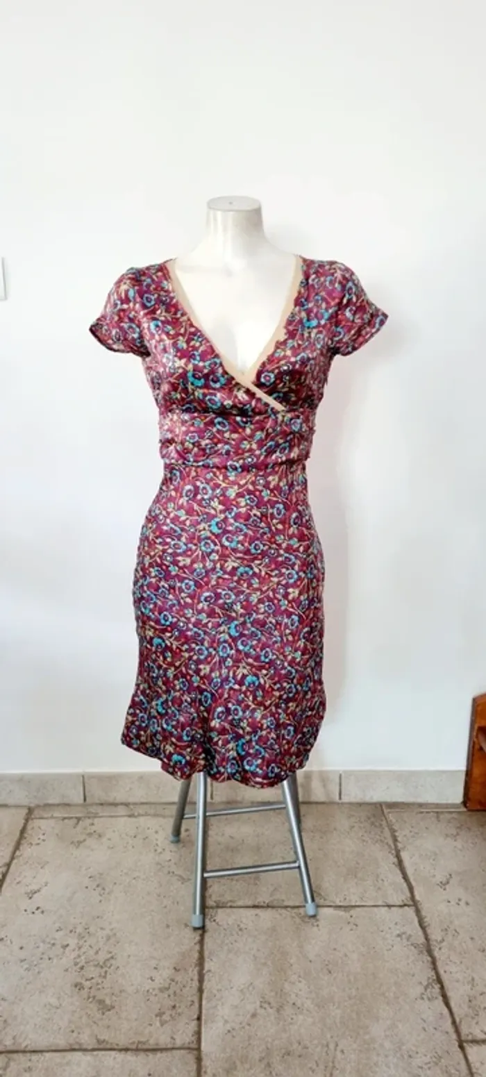 Robe courte fleuri violette bleue RR 36