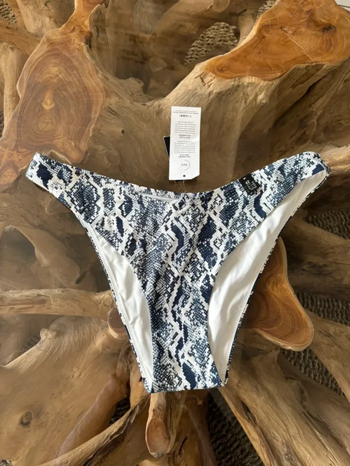 Bas de maillot de bain femme Etam bleu blanc serpent high leg - photo numéro 2